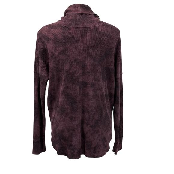 Michael Stars Marcy Thermal Turtleneck Tunic Waffle Knit Womens L Purple Slouchy - Picture 2 of 10